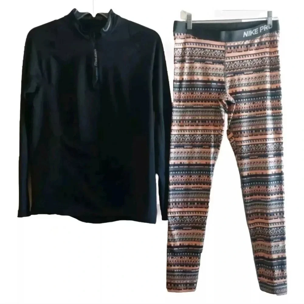 Nike Pro Dri-Fit 2 piece Set Performance Athleisure Sweater & Leggings L